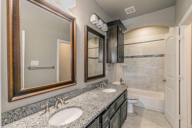 1310 Packsaddle Trl, Prosper, TX 75078 - full bathroom with a sink, toilet, double vanity, and visible vents