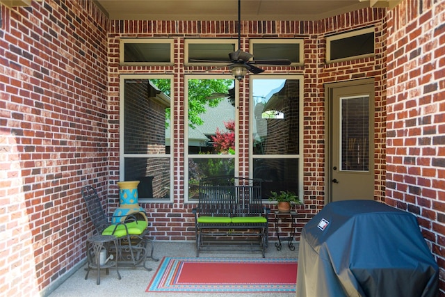 view of patio / terrace featuring a grill