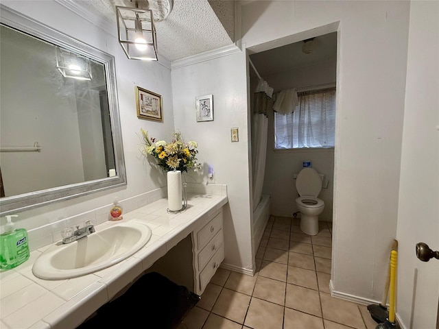 321 Chisholm Trl, Sherman, TX 75092 - full bath with crown molding, vanity, tile patterned flooring, and toilet
