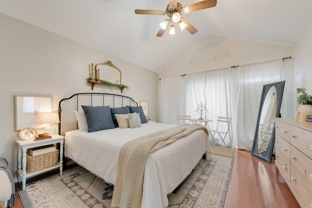 111 Princeton Cir, Forney, TX 75126 - bedroom featuring ceiling fan, light wood finished floors, and lofted ceiling