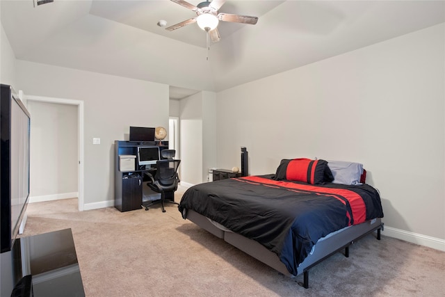 8225 Bonny Bank, The Colony, TX 75056 - bedroom with light carpet, baseboards, a ceiling fan, and an office area