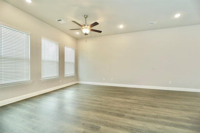 4713 Piedras Lanzar Dr, Mckinney, TX 75070 - unfurnished room with dark wood finished floors, baseboards, a ceiling fan, and recessed lighting