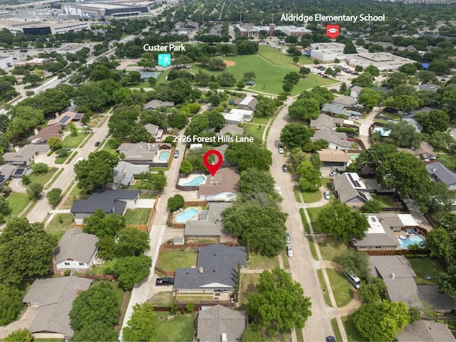 aerial view with a residential view