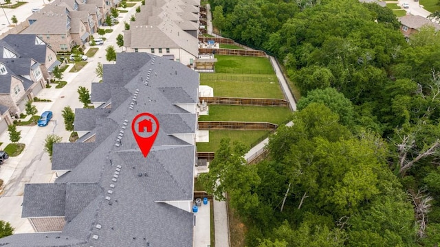 bird's eye view with a residential view