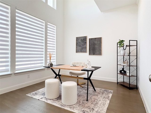 3720 Coldstream Dr, Irving, TX 75063 - office with plenty of natural light, dark wood-style flooring, and baseboards
