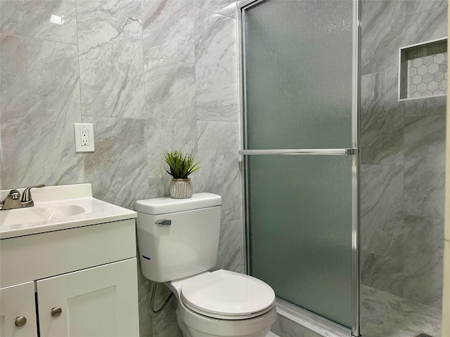3408 Michigan Ave, Dallas, TX 75216 - full bathroom featuring vanity, a shower stall, and toilet