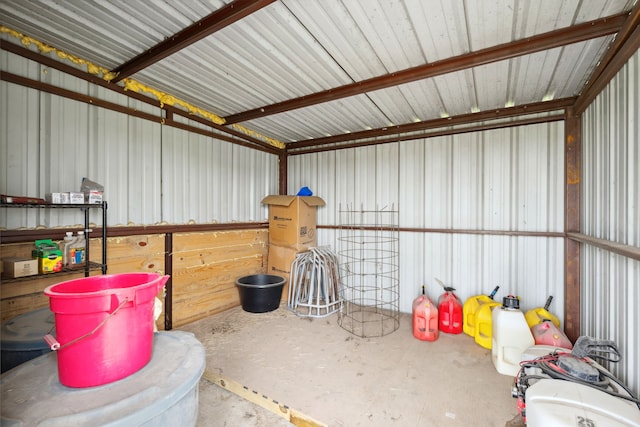 garage featuring metal wall