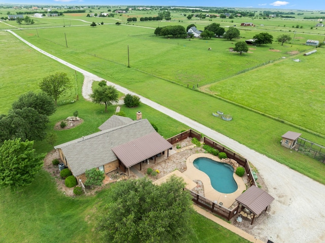 drone / aerial view with a rural view