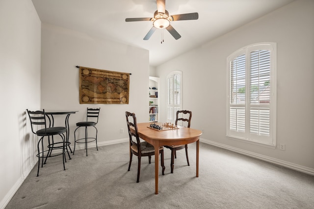 1028 Gabriel Ln, Fort Worth, TX 76116 - carpeted dining space with ceiling fan and baseboards