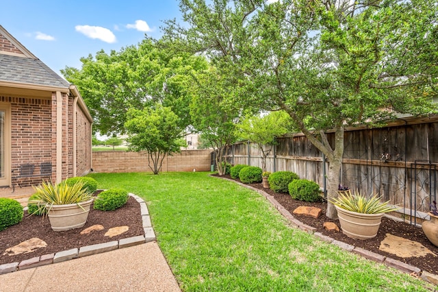 view of yard featuring a fenced backyard
