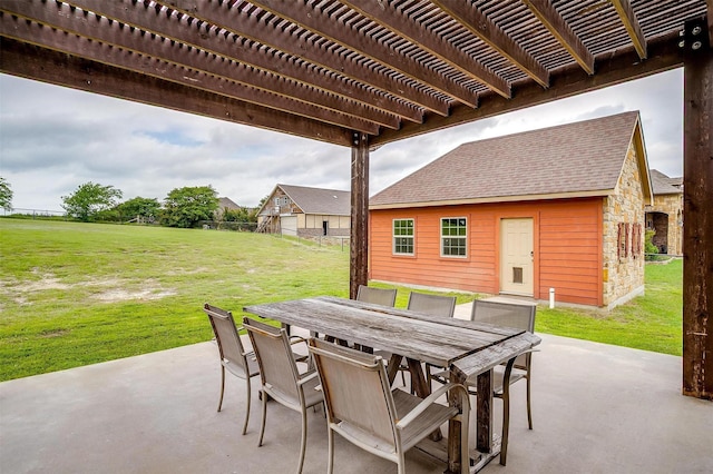 view of patio with outdoor dining area and a pergola