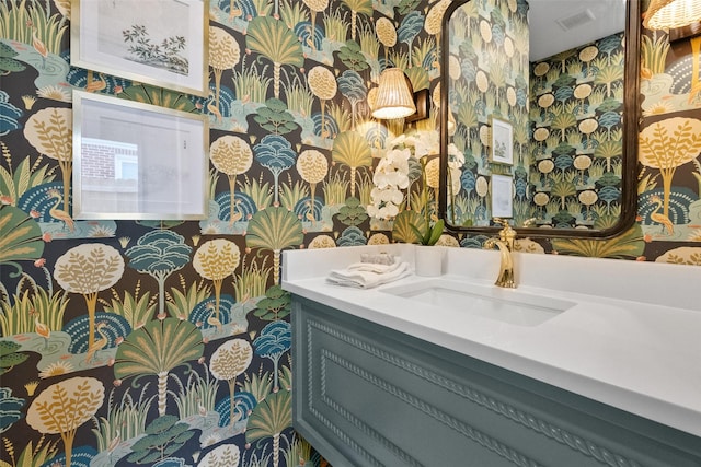 4401 El Campo Ave, Fort Worth, TX 76107 - bathroom featuring wallpapered walls and vanity