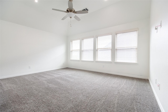 5521 Riverside Ln, Mckinney, TX 75070 - carpeted empty room with a ceiling fan, baseboards, and high vaulted ceiling