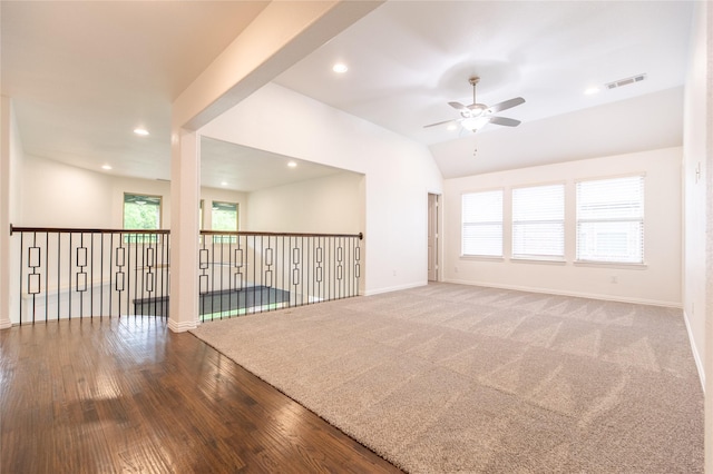 5521 Riverside Ln, Mckinney, TX 75070 - empty room with a ceiling fan, baseboards, visible vents, and recessed lighting
