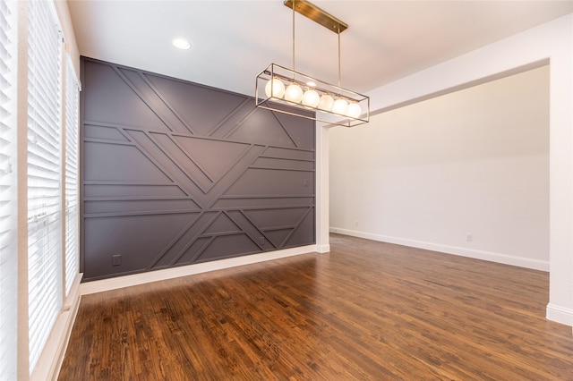 5521 Riverside Ln, Mckinney, TX 75070 - unfurnished dining area featuring baseboards, recessed lighting, and wood finished floors