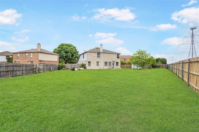 view of yard with a fenced backyard