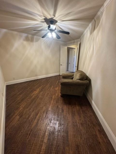 2823 Millington Dr, Highland Village, TX 75077 - sitting room featuring dark wood-style floors, baseboards, and ceiling fan