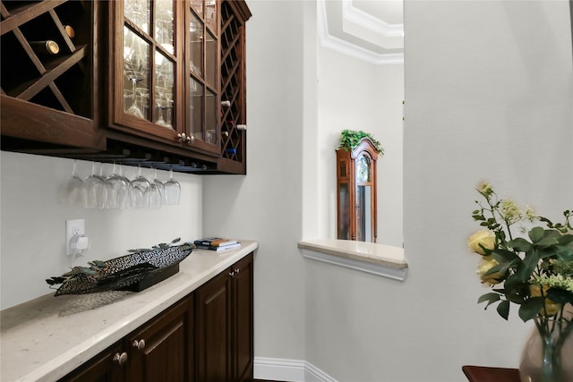 602 Limmerhill Dr, Rockwall, TX 75087 - bar featuring a dry bar and ornamental molding
