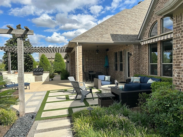 602 Limmerhill Dr, Rockwall, TX 75087 - view of patio / terrace featuring a pergola and an outdoor living space