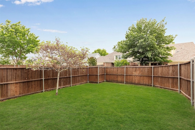 view of yard with a fenced backyard