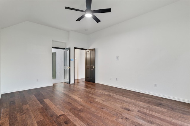 1619 Villa Ct, Corinth, TX 76210 - unfurnished bedroom with wood finished floors, lofted ceiling, baseboards, and a ceiling fan