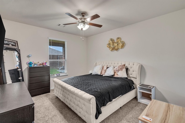 2561 Pettus Dr, Forney, TX 75126 - bedroom featuring ceiling fan, visible vents, and light carpet