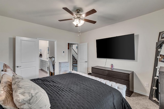 2561 Pettus Dr, Forney, TX 75126 - bedroom featuring baseboards, light carpet, and a ceiling fan