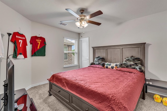 2561 Pettus Dr, Forney, TX 75126 - carpeted bedroom featuring visible vents, baseboards, and ceiling fan