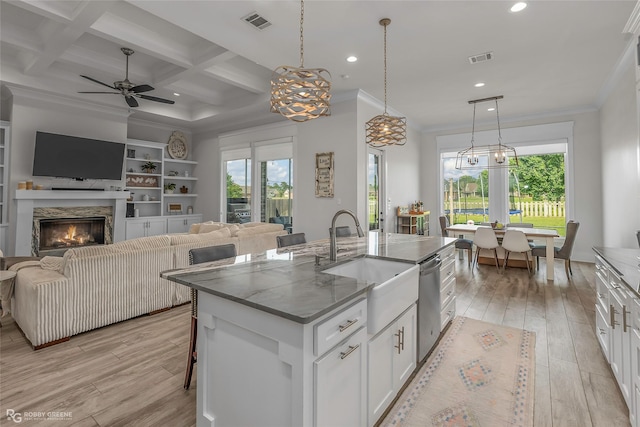 kitchen with a sink, visible vents, plenty of natural light, and dishwasher