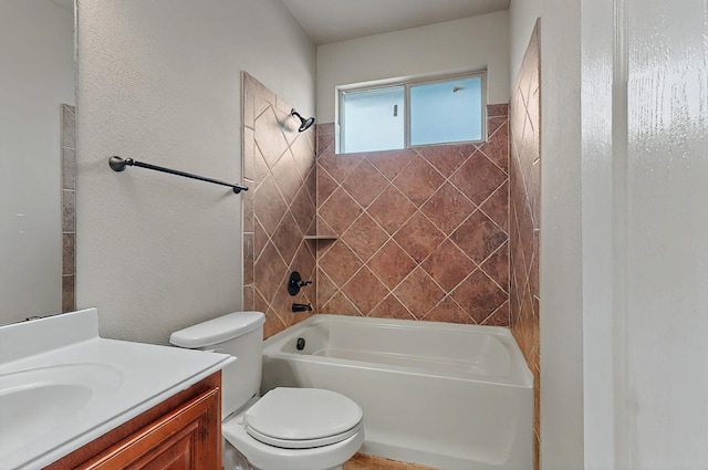 full bath with vanity, washtub / shower combination, and toilet