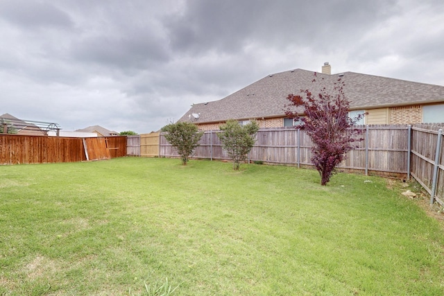 view of yard featuring a fenced backyard
