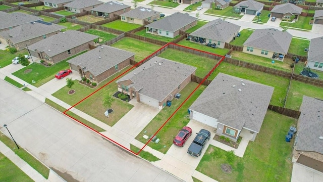 bird's eye view with a residential view