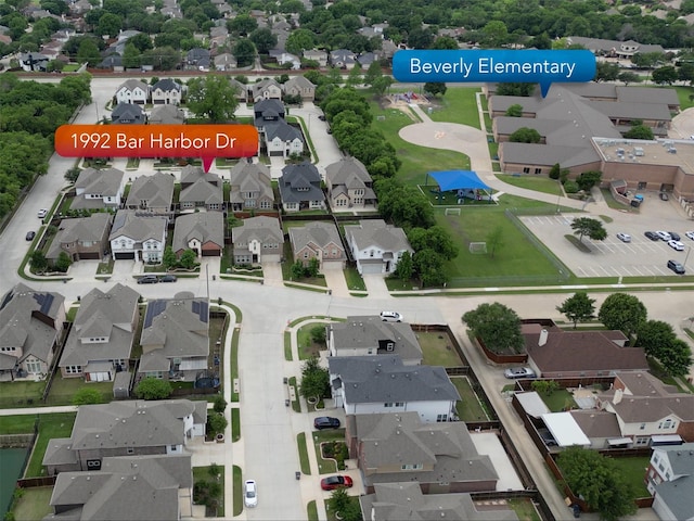 aerial view with a residential view