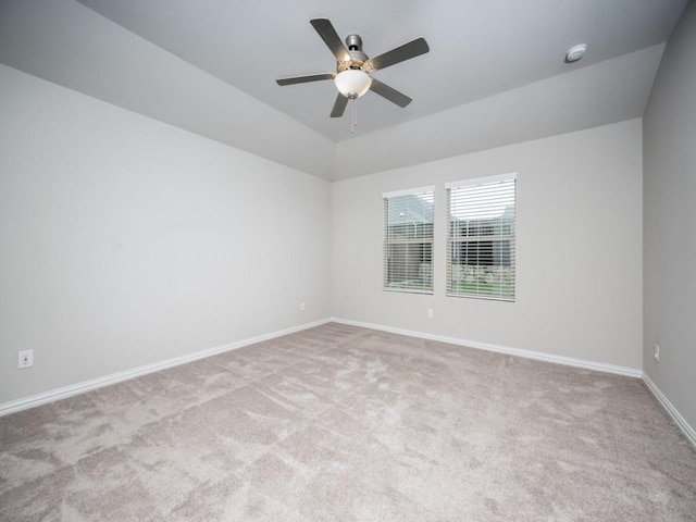 3517 Triumph Dr, Denton, TX 76207 - carpeted empty room with baseboards, ceiling fan, and lofted ceiling