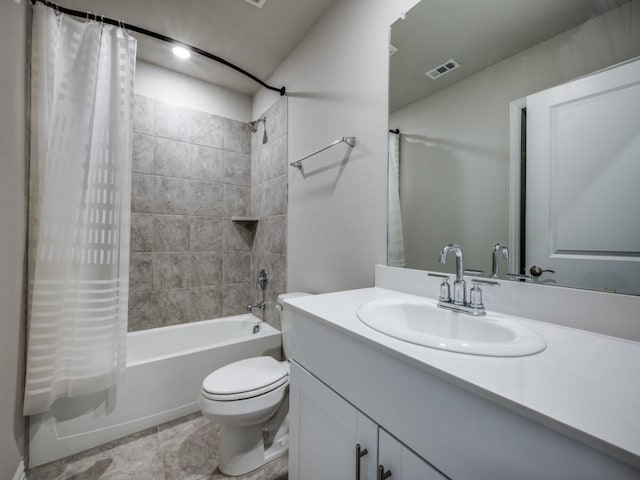 3517 Triumph Dr, Denton, TX 76207 - full bath featuring shower / tub combo with curtain, vanity, toilet, and visible vents