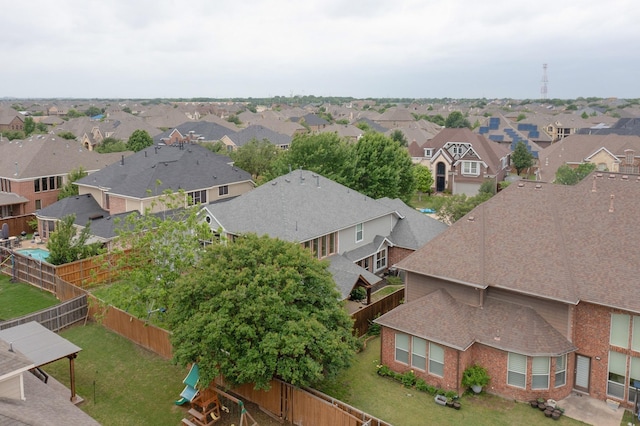 bird's eye view with a residential view