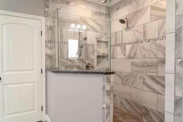 bathroom with a walk in shower