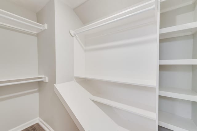 spacious closet with wood finished floors