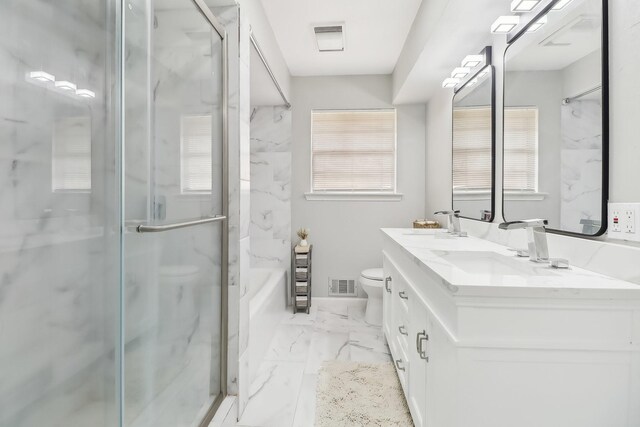 5636 Everglade Rd, Dallas, TX 75227 - full bath featuring visible vents, a marble finish shower, and marble finish floor