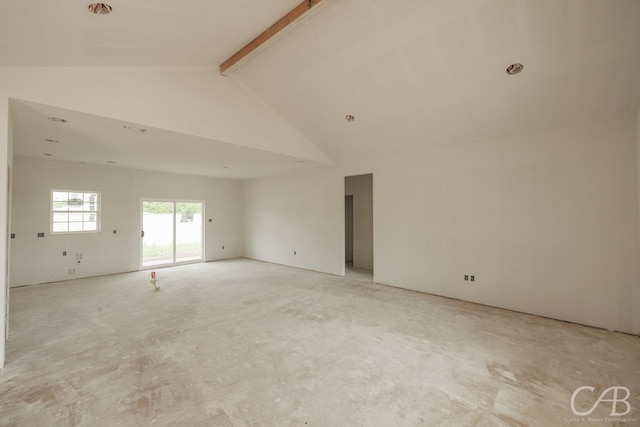 3832 National Dr, Abilene, TX 79602 - unfurnished room featuring beam ceiling and high vaulted ceiling
