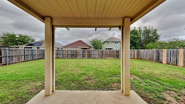 view of yard featuring a fenced backyard and a patio area