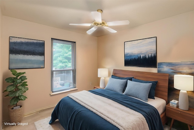 7917 Kendra Ln, North Richland Hills, TX 76182 - carpeted bedroom featuring baseboards and ceiling fan
