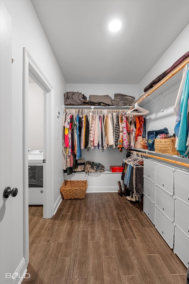 spacious closet featuring wood finished floors