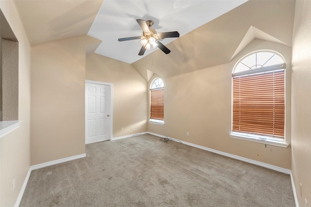 2806 Glenwick Ct, Richardson, TX 75082 - bonus room with a ceiling fan, carpet floors, vaulted ceiling, and baseboards