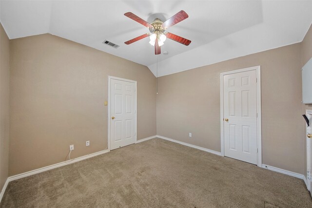 2806 Glenwick Ct, Richardson, TX 75082 - unfurnished bedroom featuring lofted ceiling, carpet, baseboards, and ceiling fan