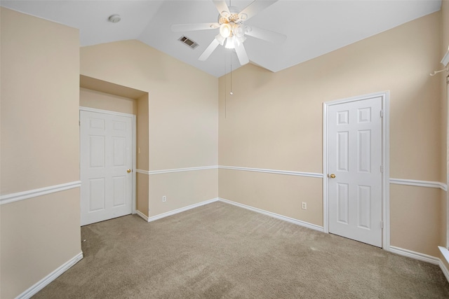 2806 Glenwick Ct, Richardson, TX 75082 - spare room with a ceiling fan, carpet, lofted ceiling, baseboards, and a smoke detector