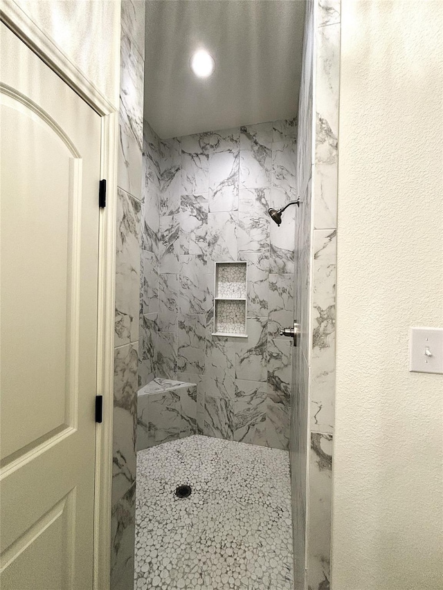 bathroom featuring a shower stall