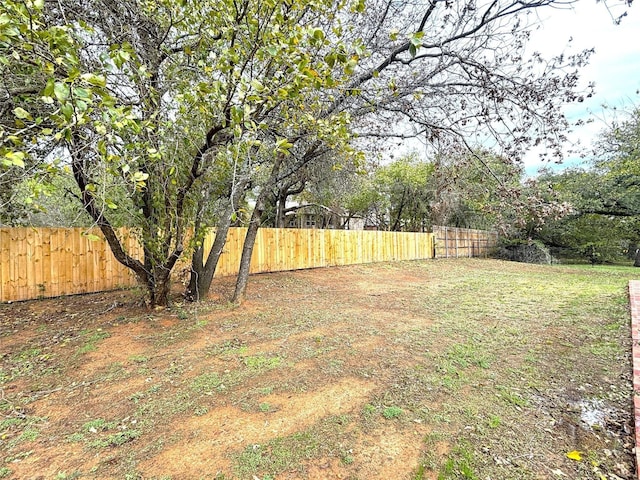 view of yard with a fenced backyard