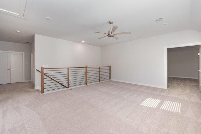 4313 Brookridge Ave, Mckinney, TX 75071 - carpeted empty room with baseboards, a ceiling fan, attic access, and visible vents