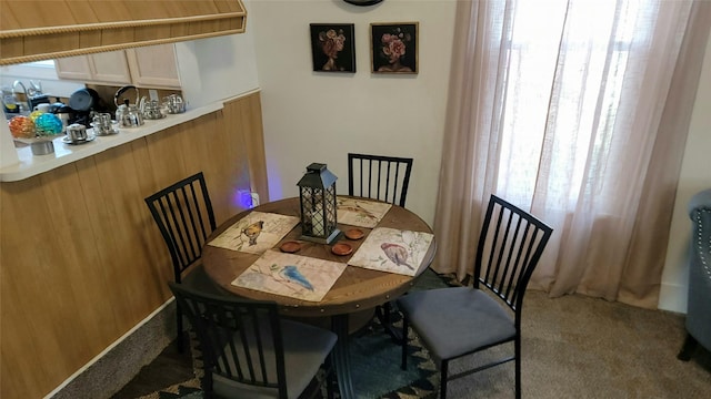 view of carpeted dining room